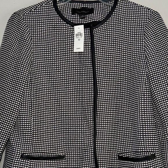 Ann Taylor Black and White Checkered Trench Coat - Picture 11 of 15